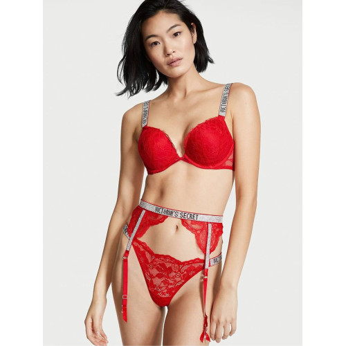 Пояс Для Панчіх Victoria’s Secret Shine Chain Strap Lace Garter Belt Red