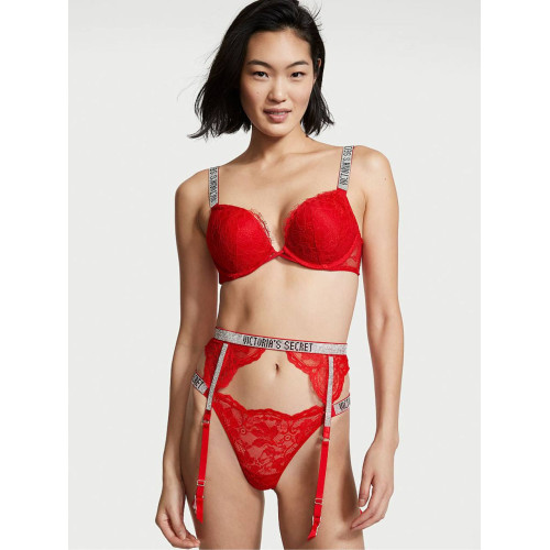 Пояс Для Панчіх Victoria’s Secret Shine Chain Strap Lace Garter Belt Red