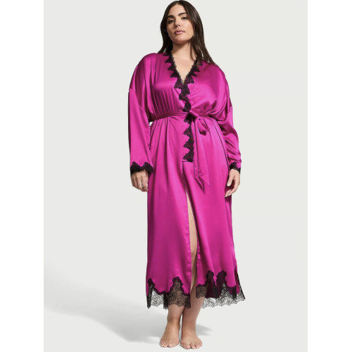 Сатиновий халат Victoria's Secret Satin Rose Lace Robe