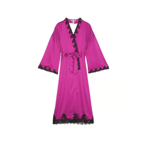 Сатиновий халат Victoria's Secret Satin Rose Lace Robe