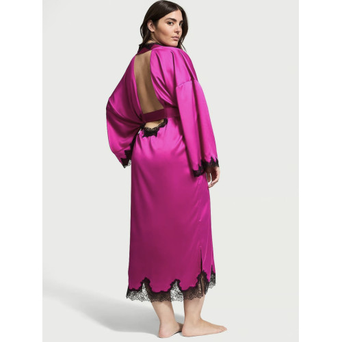 Сатиновий халат Victoria's Secret Satin Rose Lace Robe