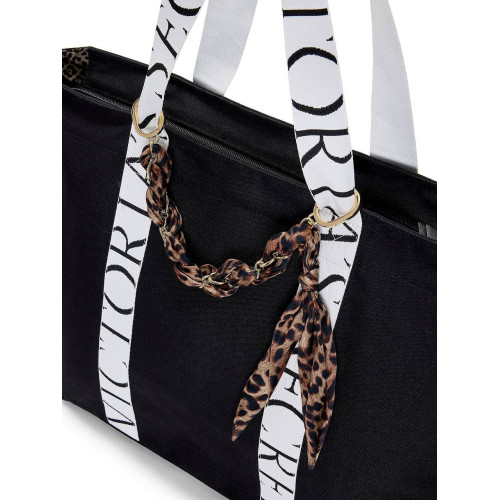 Сумка Victoria’s Secret Black Tote Bag Logo Accent White