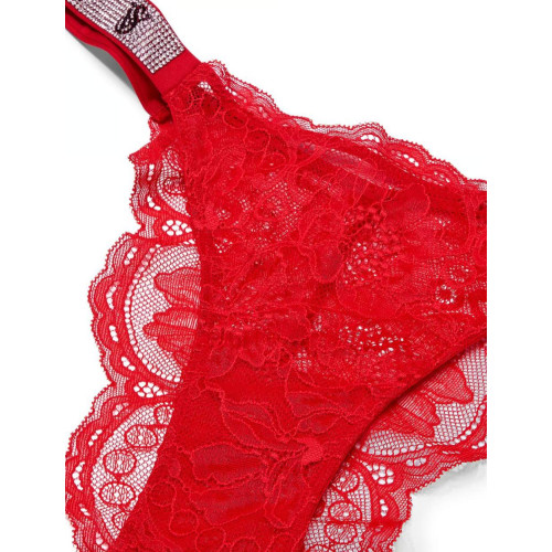 Трусики Victoria’s Secret Shine Strap Lace Brazilian Panty Lipstick