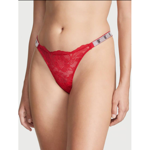 Трусики Victoria’s Secret Shine Strap Lace Brazilian Panty Lipstick