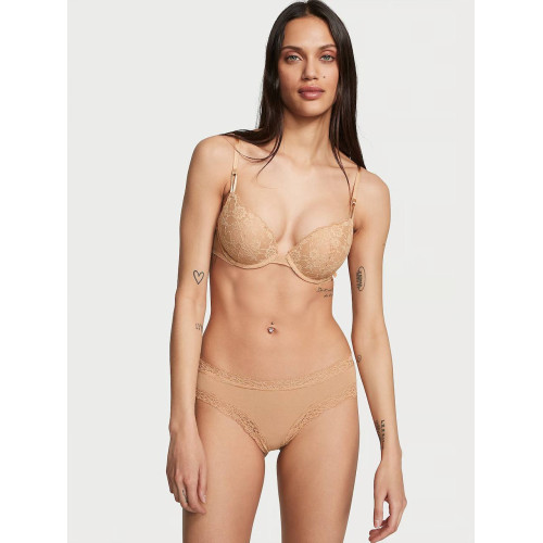 Трусики Victoria’s Secret Lace-Waist Cotton Cheeky Panty