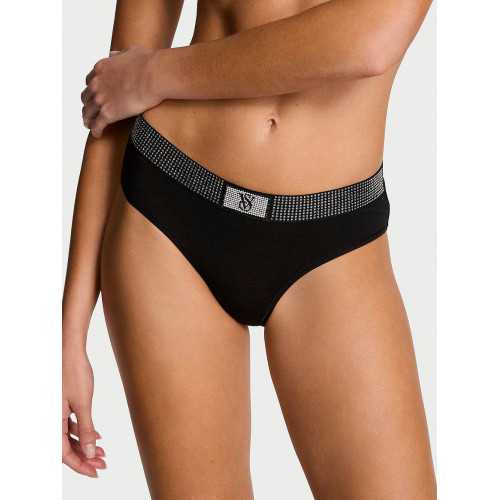 Трусики Victoria’s Secret Cotton Shine-Waist Cotton Hiphugger Panty Black
