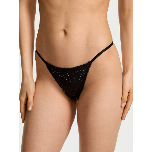 Трусики Victoria’s Secret Dream Angels Black Thong Shimmer Knickers