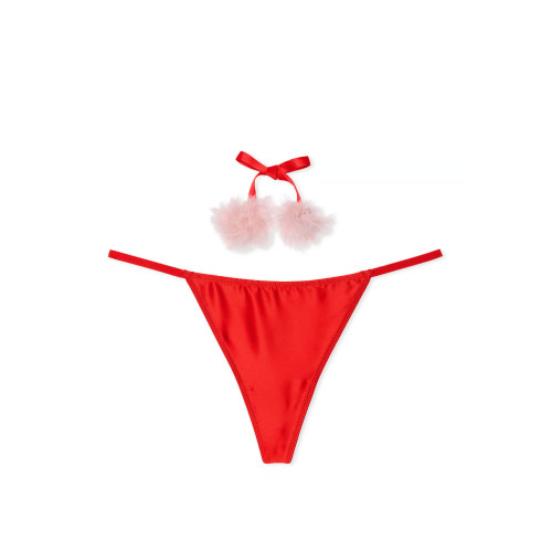Трусики Victoria Secret Dream Angels Satin Pom Pom V-String Panty
