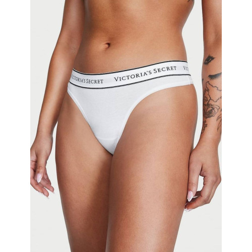 Трусики Victoria's Secret Logo Cotton Thong Panty White