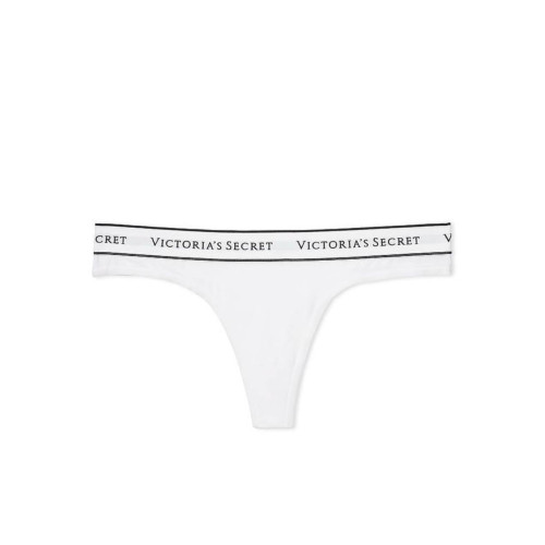 Трусики Victoria's Secret Logo Cotton Thong Panty White Трусики Victoria's Secret Logo Cotton Thong Panty White