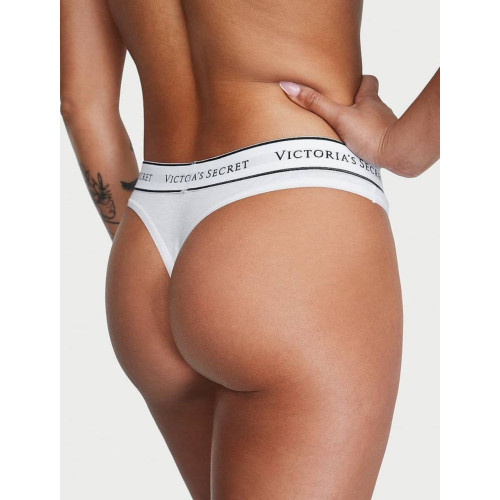Трусики Victoria's Secret Logo Cotton Thong Panty White Трусики Victoria's Secret Logo Cotton Thong Panty White