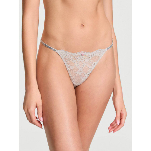 Трусики Victoria's Secret Silver Pearl Grey String Twinkle Strap Knickers