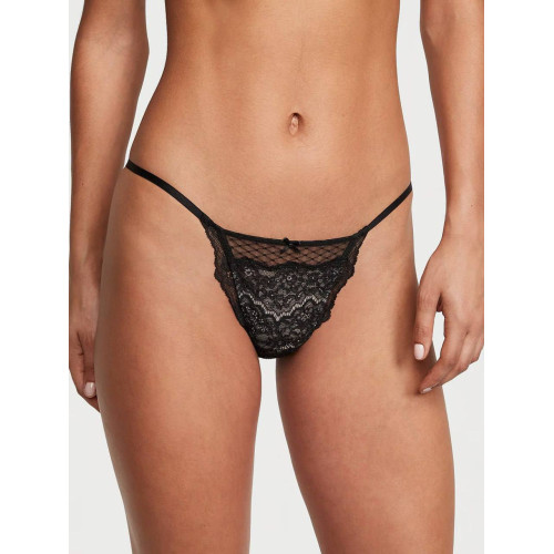 Трусики Victoria’s Secret Smooth Lace Mini String Bikini Panty Black