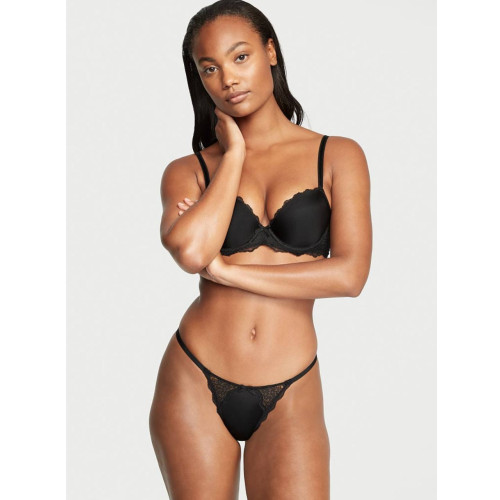 Трусики Victoria's Secret Dream Angels Lace-Trim V-String Panty Black