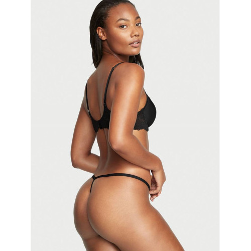 Трусики Victoria's Secret Dream Angels Lace-Trim V-String Panty Black