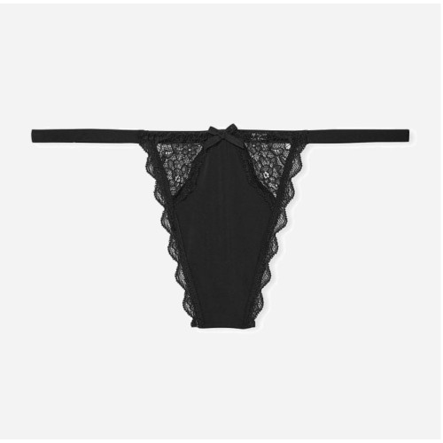 Трусики Victoria's Secret Dream Angels Lace-Trim V-String Panty Black
