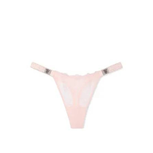 Трусики Victoria’s Secret Scattered Shine Strap Lace Thong Panty Angel Pink