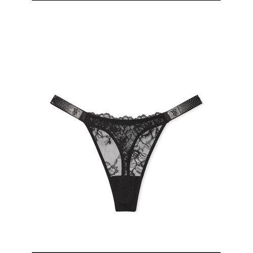 Трусики Victoria’s Secret Scattered Shine Strap Lace Thong Panty Black