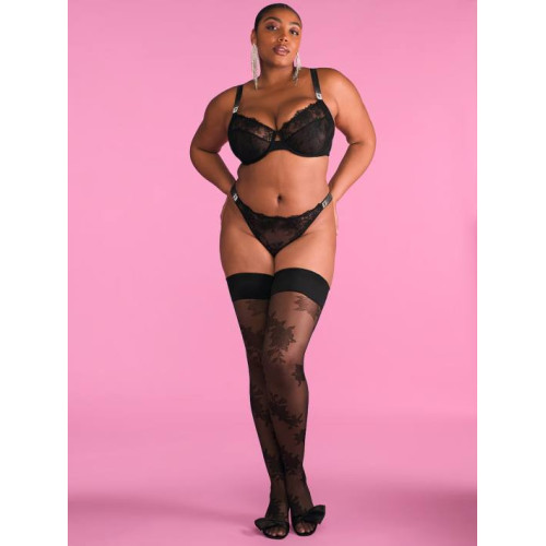 Трусики Victoria’s Secret Scattered Shine Strap Lace Thong Panty Black