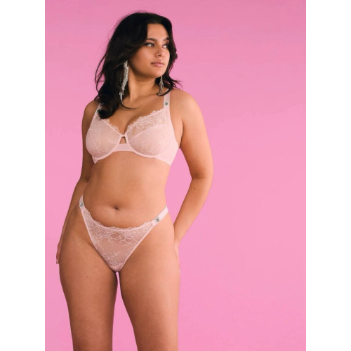 Трусики Victoria’s Secret Scattered Shine Strap Lace Thong Panty Angel Pink