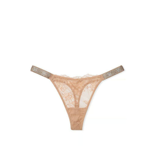 Трусики Victoria’s Secret Shine Strap Rose Lace Panty Praline