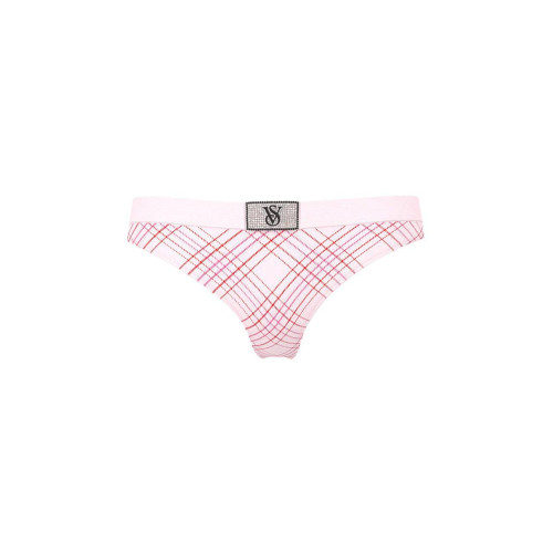 Трусики Victoria’s Secret Logo Cotton Shine Patch Velvet Thong Panty