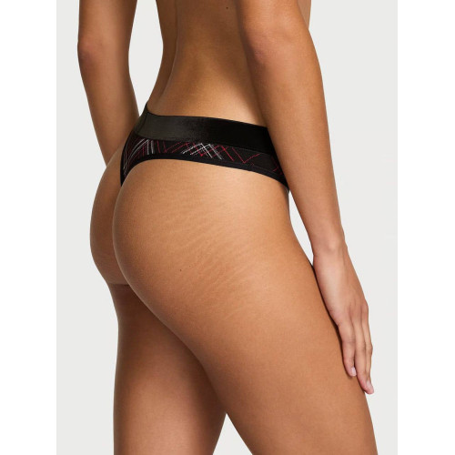 Трусики Victoria’s Secret Logo Cotton Shine Patch Velvet Thong Panty