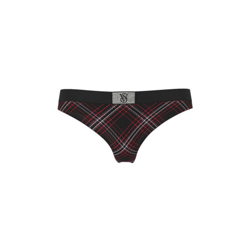 Трусики Victoria’s Secret Logo Cotton Shine Patch Velvet Thong Panty