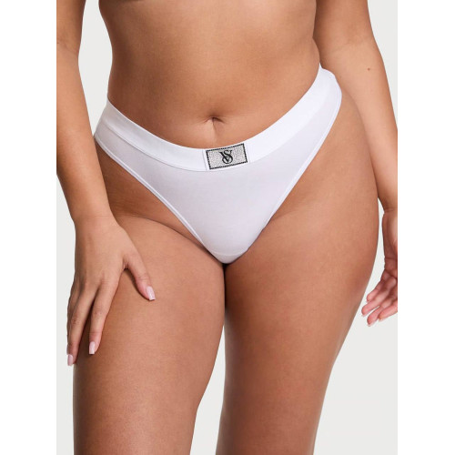 Трусики Victoria’s Secret Logo Cotton Shine Patch Velvet Thong Panty
