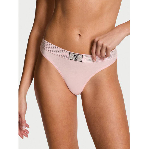 Трусики Victoria’s Secret Cotton Shine-Waist Cotton Thong Panty Pink