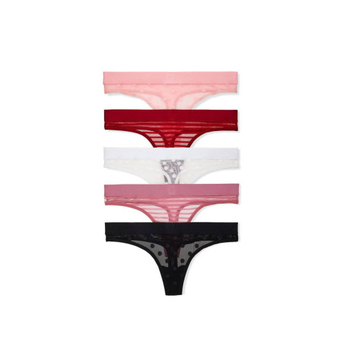 Набір Трусиків Victoria’s Secret 5-Pack Sheer Heritage Thong