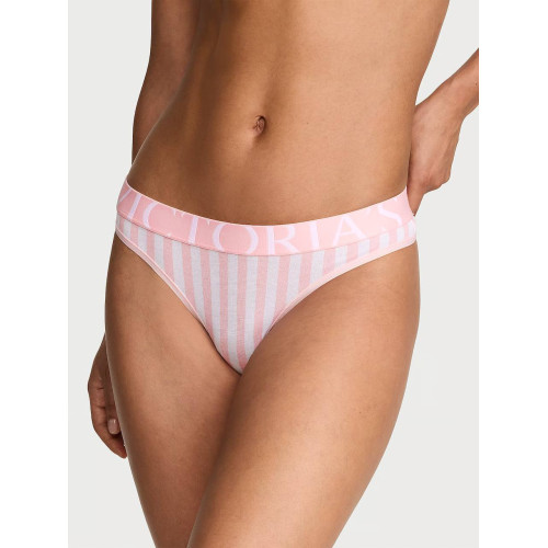 Трусики Victoria’s Secret Cotton Exploded Logo Thong Panty Pretty Blossom Stripes