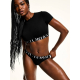 Трусики Victoria’s Secret Cotton Exploded Logo Thong Panty Black