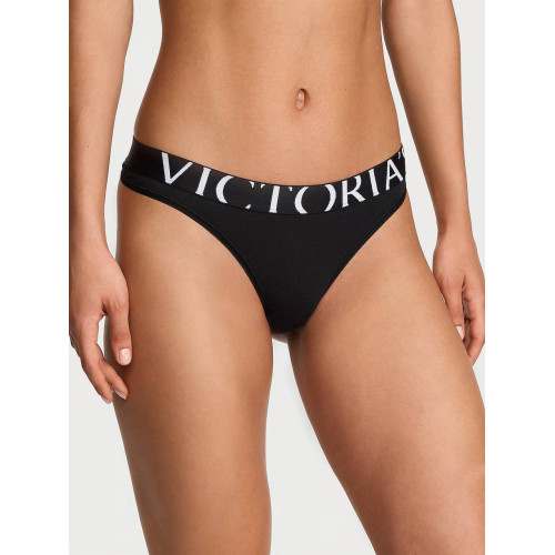 Трусики Victoria’s Secret Cotton Exploded Logo Thong Panty Black
