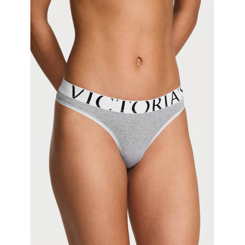 Трусики Victoria’s Secret Cotton Exploded Logo Thong Panty Grey
