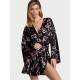 Сатиновый халат Victoria’s Secret Black Bows Satin Short Robe