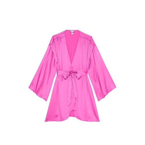 Сатиновый халат Victoria’s Secret New Peony Pink Satin Short Robe