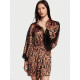 Сатиновий Халат Victoria's Secret Luxe Satin Lace Inset Robe Zebra 