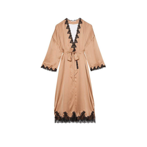 Сатиновий халат Victoria’s Secret Satin Rose Lace Open-Back Long Robe