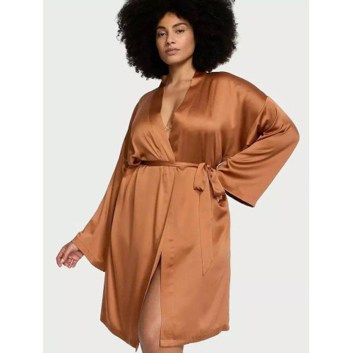 Сатиновий халат Victoria’s Secret Satin Midi Robe – Caramel