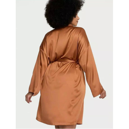 Сатиновий халат Victoria’s Secret Satin Midi Robe – Caramel