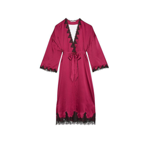 Сатиновий Халат Victoria’s Secret Satin Rose Lace Open-Back Long Robe