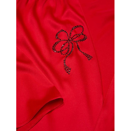 Сатиновий Халат Victoria’s Secret Satin Sparkle Bow Short Robe Red