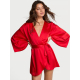 Сатиновий Халат Victoria’s Secret Satin Sparkle Bow Short Robe Red