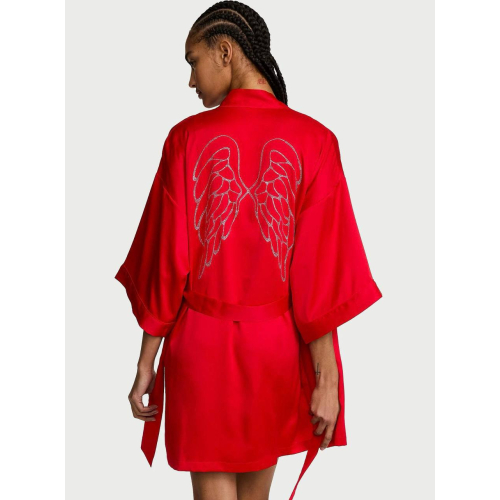 Халат Victoria’s Secret Signature Satin Short Piped Robe Red