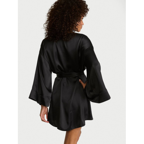 Сатиновий халат Victoria’s Secret Satin Short Robe Black
