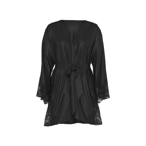 Сатиновий халат з мереживом Victoria’s Secret Satin & Lace Trim Robe Black